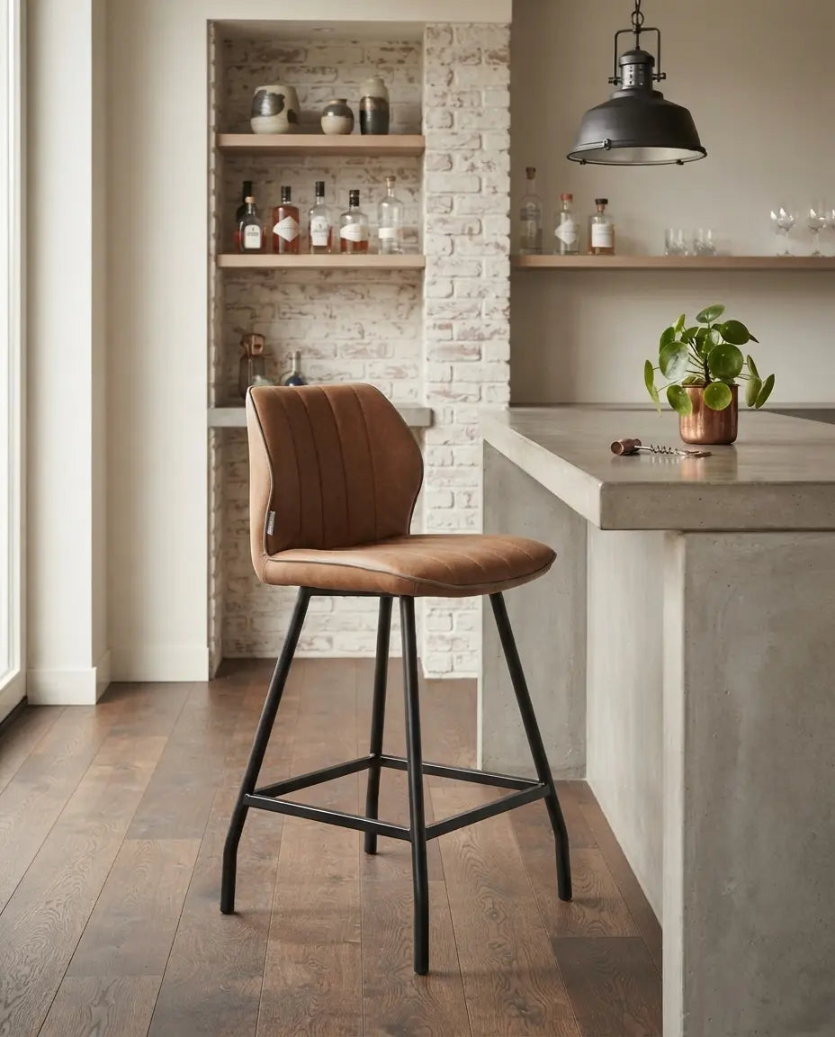 Barstoel - Gino Soft Stof Cognac