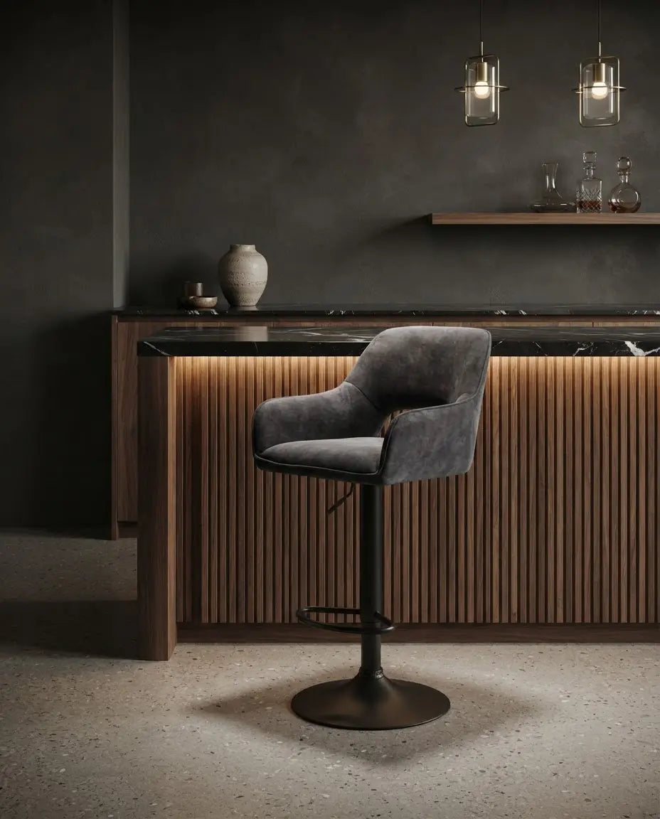 Barstoel - Katy Aurora Velours Antraciet
