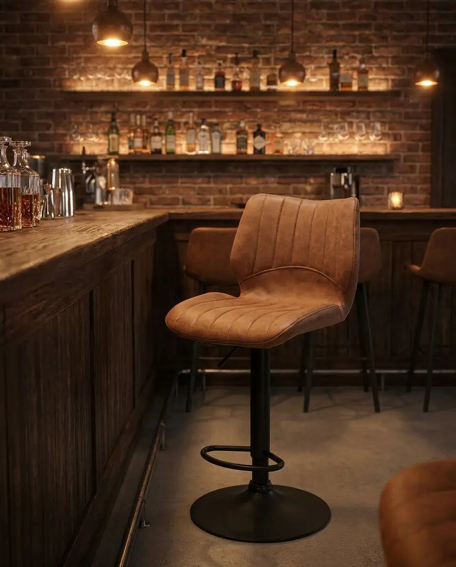 Barstoel - Bobby Soft Stof Cognac sfeerbeeld